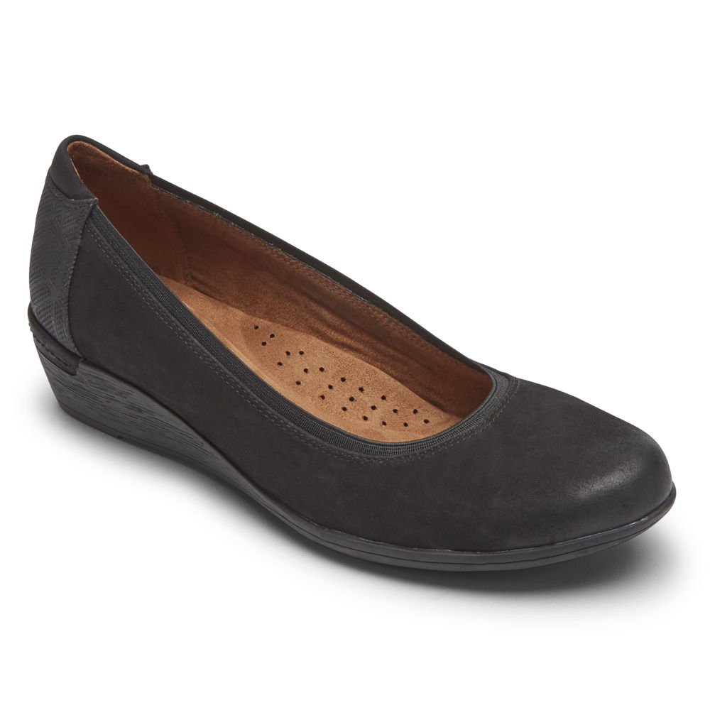 Rockport Pumps For Womens Black - Cobb Hill Devyn Wedge - EV2540967